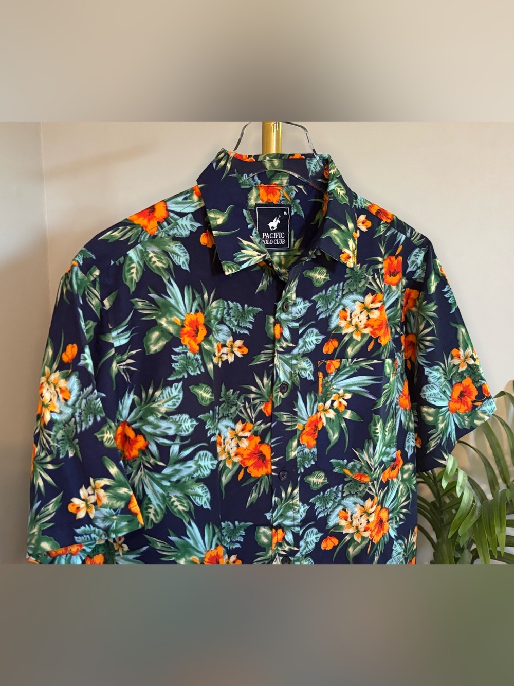 Pacific Polo Club Navy Tropical Floral Aloha Shirt - Picture 4 of 12